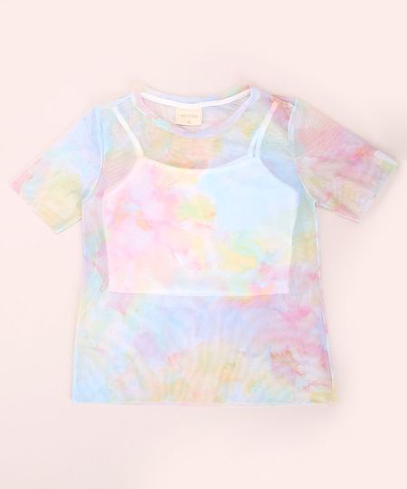 Blusa-Juvenil-de-Tule-Estampado-Tie-Dye-Manga-Curta-Decote-Redondo-Verde-9968414-Verde_1