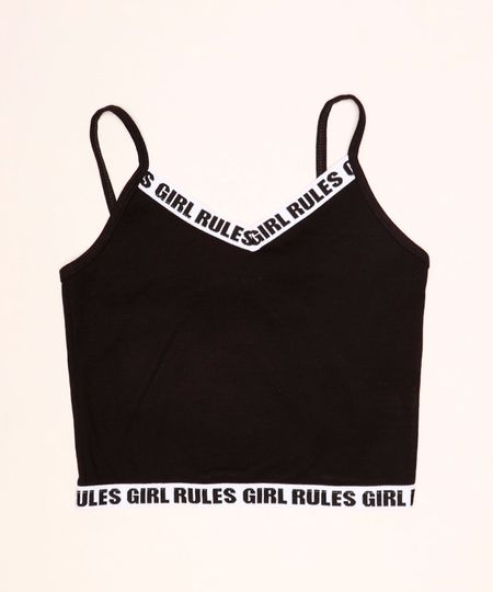Top-Cropped-Juvenil-com-Elastico---Girl-Rules--Alcas-Finas-Preto-9966097-Preto_1