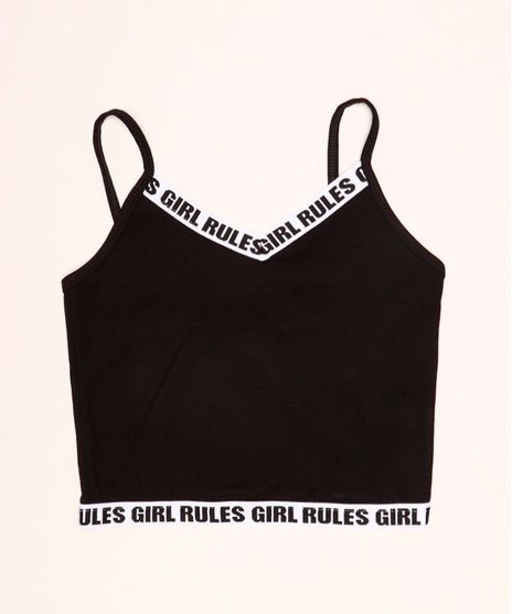 Top-Cropped-Juvenil-com-Elastico---Girl-Rules--Alcas-Finas-Preto-9966097-Preto_1