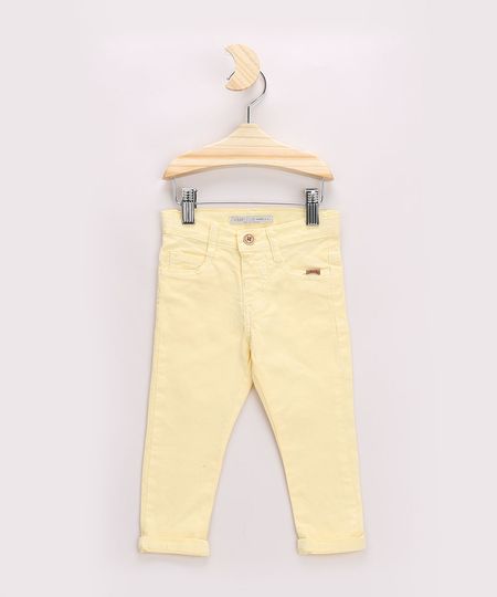 Calca-de-Sarja-Infantil-Skinny-com-Bolsos-Amarelo-Claro-8379225-Amarelo_Claro_1
