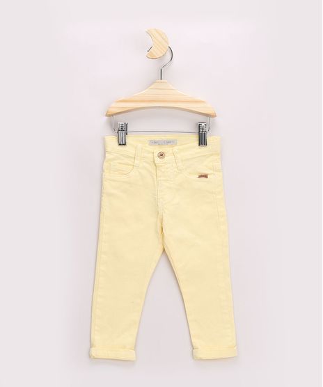 Calca-de-Sarja-Infantil-Skinny-com-Bolsos-Amarelo-Claro-8379225-Amarelo_Claro_1