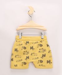 Short-de-Moletom-Infantil-Estampada-de-Bichos-com-Cordao-e-Bolsos-Amarelo-9957228-Amarelo_2