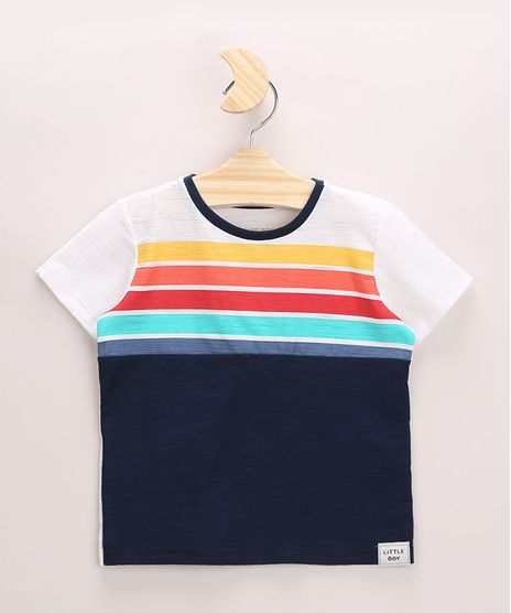 Camiseta-Infantil-com-Listras-Coloridas-Manga-Curta-Gola-Careca-Azul-Marinho-9962996-Azul_Marinho_1