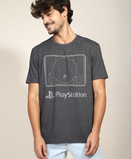 Camiseta-Masculina-PlayStation-Manga-Curta-Gola-Careca-Cinza-Mescla-Escuro-9961562-Cinza_Mescla_Escuro_1
