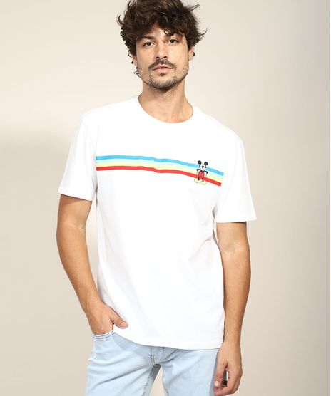 Camiseta-Masculina-Mickey-Mouse-com-Listras-Manga-Curta-Gola-Careca-Branca-9961908-Branco_1