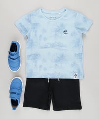 Camiseta-Estampada-de-Coqueiros-em-Algodao---Sustentavel-Azul-Claro-8832089-Azul_Claro_3