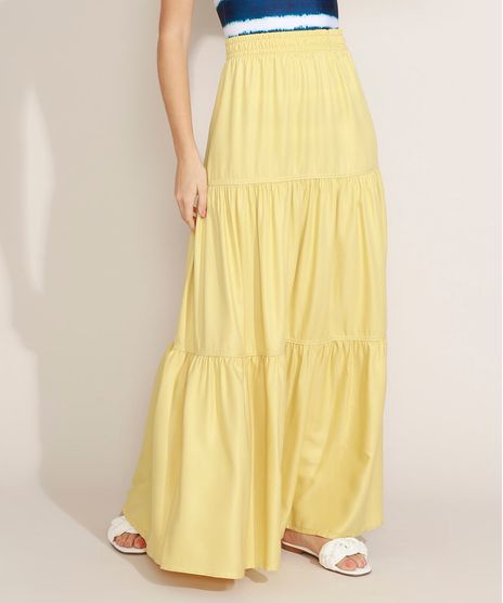 Saia-Feminina-Longa-com-Recortes-Amarela-9972223-Amarelo_1