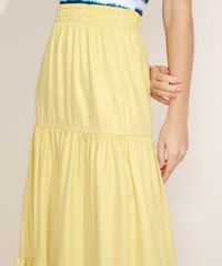 Saia-Feminina-Longa-com-Recortes-Amarela-9972223-Amarelo_4