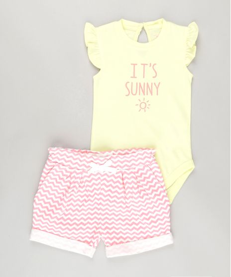 Conjunto-de-Body-em-Algodao---Sustentavel-Amarelo---Short-Estampado-em-Moletom-Rosa-8705431-Rosa_1
