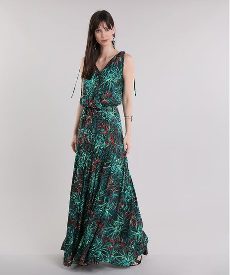 Vestido-Longo-Estampado-de-Folhagem-Verde-Escuro-8735216-Verde_Escuro_1