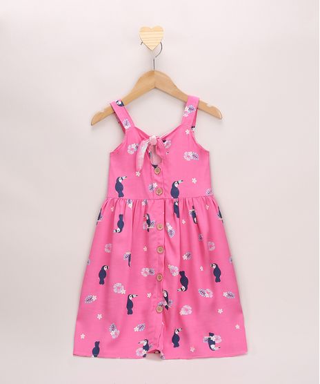 Vestido-Infantil-Estampado-de-Tucanos-com-No-Alca-Media-Rosa-9964814-Rosa_1