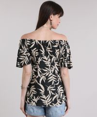 Blusa-Ombro-a-Ombro-Estampada-de-Folhagem-Verde-Militar-8806832-Verde_Militar_2