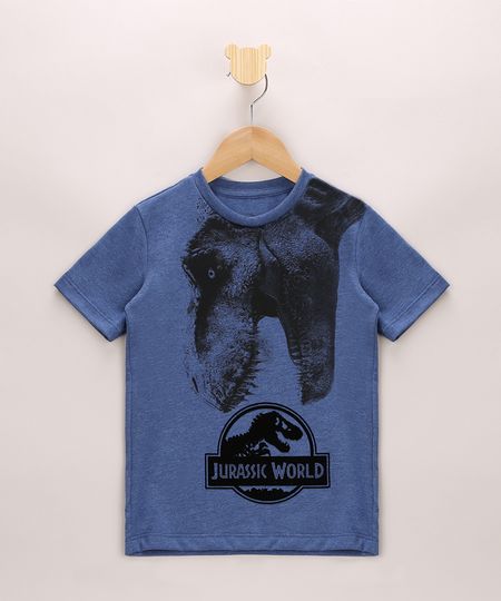 Camiseta-Infantil-Jurassic-World-Aveludado-Manga-Curta-Azul-9968784-Azul_1