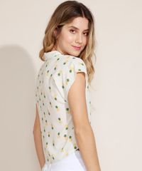 Camisa-Feminina-Cropped-Estampado-de-Abacaxis-com-No-Manga-Curta-Off-White-9967612-Off_White_2