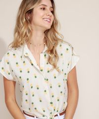 Camisa-Feminina-Cropped-Estampado-de-Abacaxis-com-No-Manga-Curta-Off-White-9967612-Off_White_6