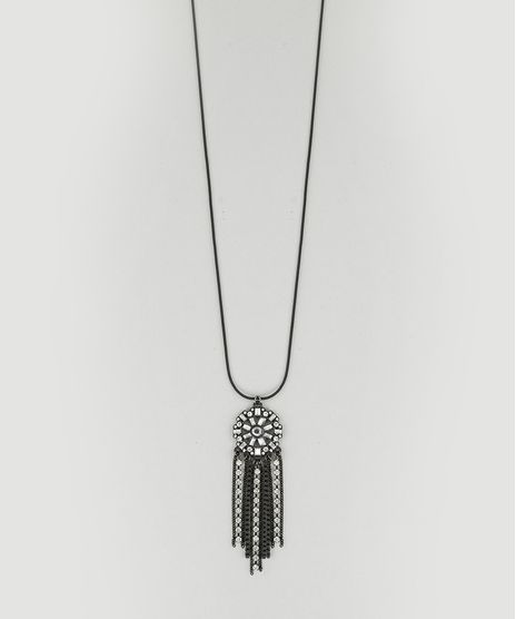 Colar-Longo-com-Pingente-de-Strass-Preto-8716879-Preto_1