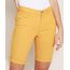 Bermuda-de-Sarja-Feminina-Ciclista-Cintura-Alta-com-Bolsos-Mostarda-9968128-Mostarda_1