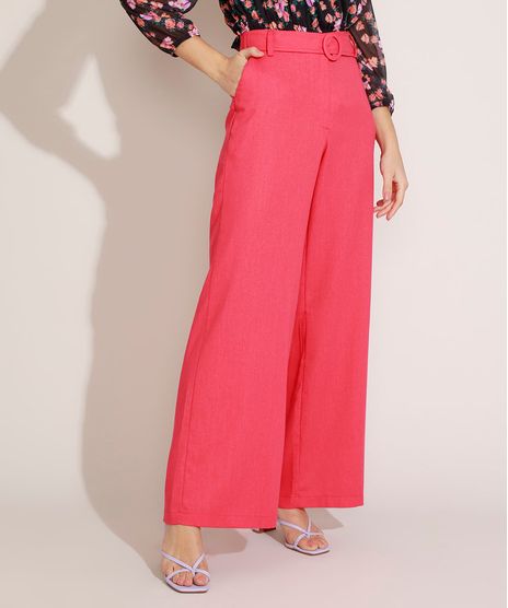 Calca-Feminina-com-Linho-Pantalona-Cintura-Super-Alta-e-Faixa-Rosa-Claro-9962524-Rosa_Claro_1