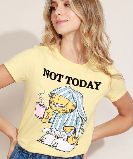 Blusa-Feminina--Not-Today--Garfield-Manga-Curta-Decote-Redondo-Amarelo-Claro-9971288-Amarelo_Claro_1