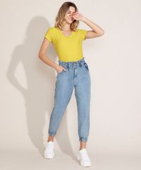 Blusa-Feminina-Basica-Flame-Manga-Curta-Decote-V-Mostarda-8525926-Mostarda_3