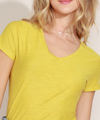 Blusa-Feminina-Basica-Flame-Manga-Curta-Decote-V-Mostarda-8525926-Mostarda_4