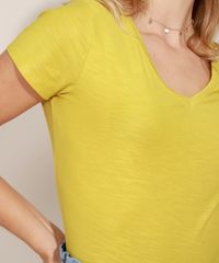 Blusa-Feminina-Basica-Flame-Manga-Curta-Decote-V-Mostarda-8525926-Mostarda_5