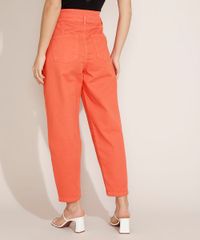 Calca-de-Sarja-Feminina-Baggy-Cintura-Super-Alta-com-Bolsos-Laranja-9971220-Laranja_2