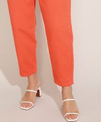Calca-de-Sarja-Feminina-Baggy-Cintura-Super-Alta-com-Bolsos-Laranja-9971220-Laranja_6