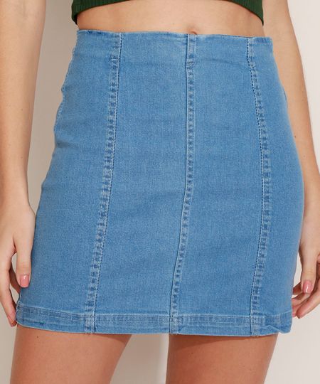 Saia-Jeans-Feminina-Curta-com-Recortes-e-Cinto-Azul-Claro-9967232-Azul_Claro_1