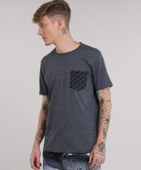 Camiseta-com-Bolso-Estampado-de-Coqueiros-Cinza-Mescla-Escuro-8788297-Cinza_Mescla_Escuro_1