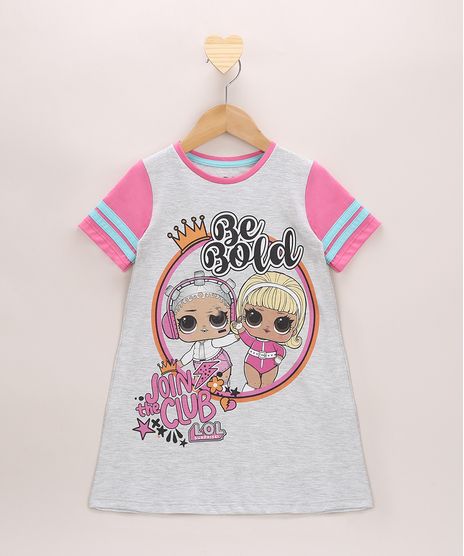 Camisola-Infantil-LOL-Surprise-Manga-Curta-Cinza-Mescla-9964009-Cinza_Mescla_1