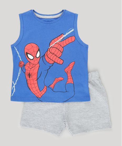 Conjunto-de-Regata-Azul---Bermuda-Homem-Aranha-Cinza-Mescla-8829684-Cinza_Mescla_1