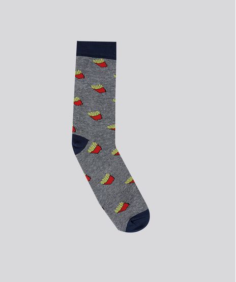 Meia-Estampada-de-Babatas-Fritas-Azul-Marinho-8754688-Azul_Marinho_1