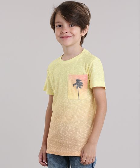 Camiseta-Flame-com-Bolso-Estampado-de-Coqueiro-Amarela-8868324-Amarelo_1