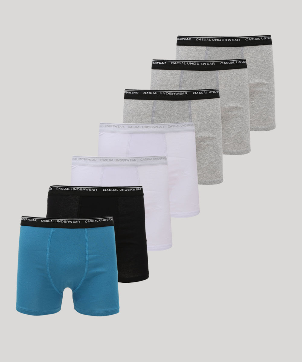 Kit de 7 Cuecas Masculinas Boxer Multicor