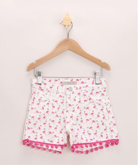 Short-Infantil-de-Sarja-Estampado-de-Flamingos-com-Bolsos-e-Pompom-Off-White-9965927-Off_White_1