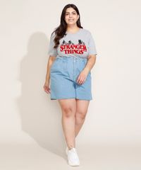 Blusa-Feminina-Plus-Size-Stranger-Things-Flocada-Manga-Curta-Decote-Redondo-Cinza-Mescla-9960173-Cinza_Mescla_3