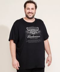 Camiseta-Masculina-Plus-Size-Budweiser-Manga-Curta-Gola-Careca-Preta-9972063-Preto_1