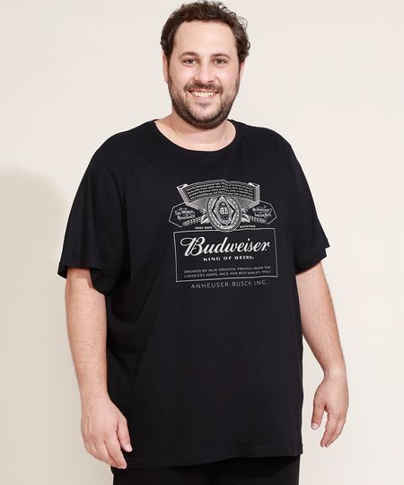 Camiseta-Masculina-Plus-Size-Budweiser-Manga-Curta-Gola-Careca-Preta-9972063-Preto_1