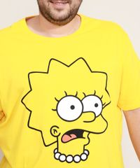 Camiseta-Masculina-Plus-Size-Lisa-Simpson-Manga-Curta-Gola-Careca-Amarela-9974319-Amarelo_2