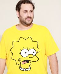Camiseta-Masculina-Plus-Size-Lisa-Simpson-Manga-Curta-Gola-Careca-Amarela-9974319-Amarelo_5