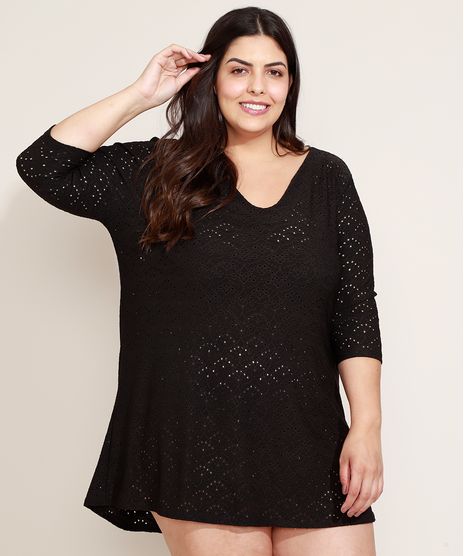 Saida-de-Praia-em-Laise-Plus-Size-Manga-3-4-Preta-9960037-Preto_1