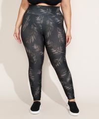 Calca-Legging-Feminina-Plus-Size-Cintura-Super-Alta-Estampada-de-Folhagem-Preta-9968066-Preto_3