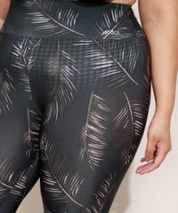 Calca-Legging-Feminina-Plus-Size-Cintura-Super-Alta-Estampada-de-Folhagem-Preta-9968066-Preto_4