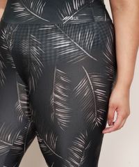 Calca-Legging-Feminina-Plus-Size-Cintura-Super-Alta-Estampada-de-Folhagem-Preta-9968066-Preto_6