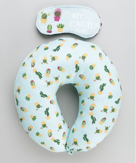 Kit-de-Apoio-de-Cabeca---Tapa-Olho-Estampado-de-Cactos-Verde-8926668-Verde_1