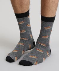 Meia-Estampada-de-Cachorro-Quente-Preta-8884260-Preto_2