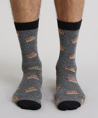 Meia-Estampada-de-Cachorro-Quente-Preta-8884260-Preto_4