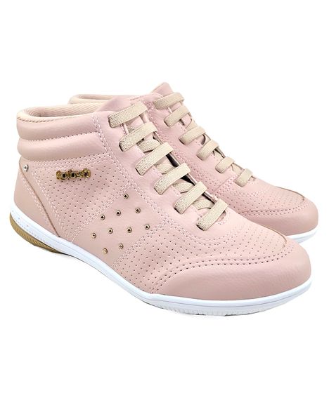 tenis cano alto rosa feminino