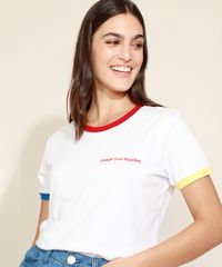 T-Shirt-Feminina-Mindset-com-Bordado-e-Acabamentos-Coloridos-Manga-Curta-Decote-Redondo-Branca-9977026-Branco_1